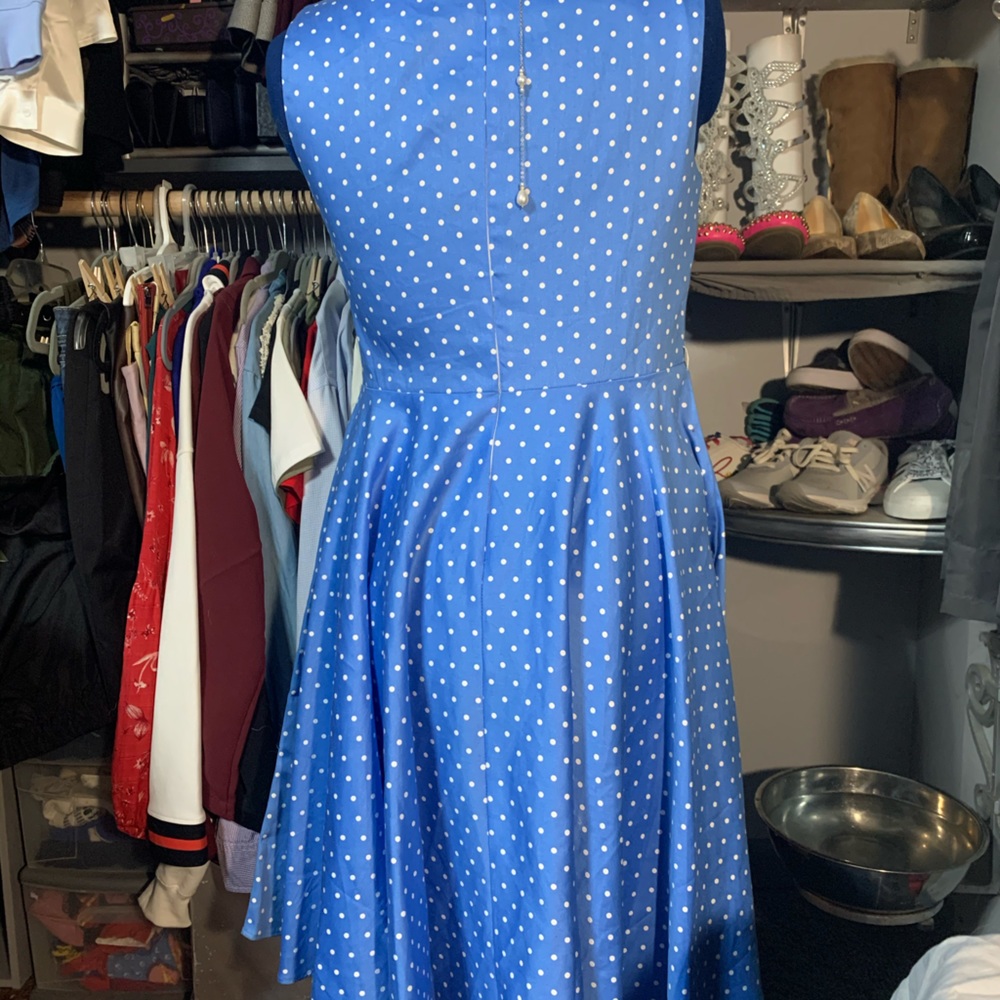 Polka dot fit-and-flare dress. Fun and flirty!
